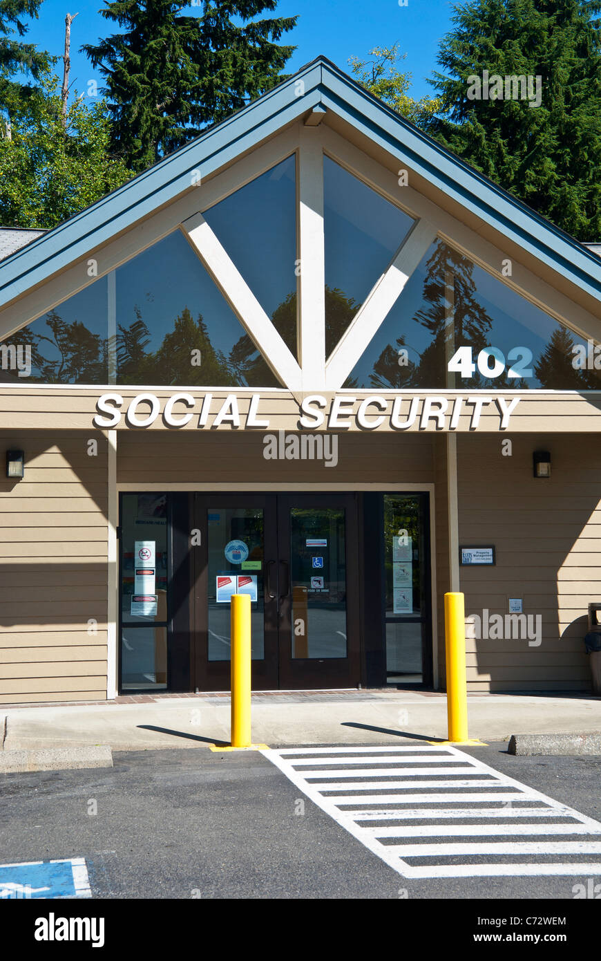 The entrance to the Social Security office in Olympia, Washington State, Thurston County, USA Stock Photo