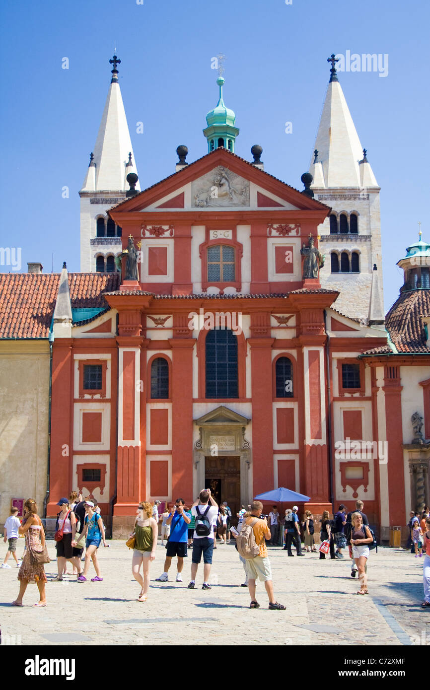 St George's Basilica, Prague Castle, Castle District, Hradcany, Prague, Czech Republic, Europe Stock Photo