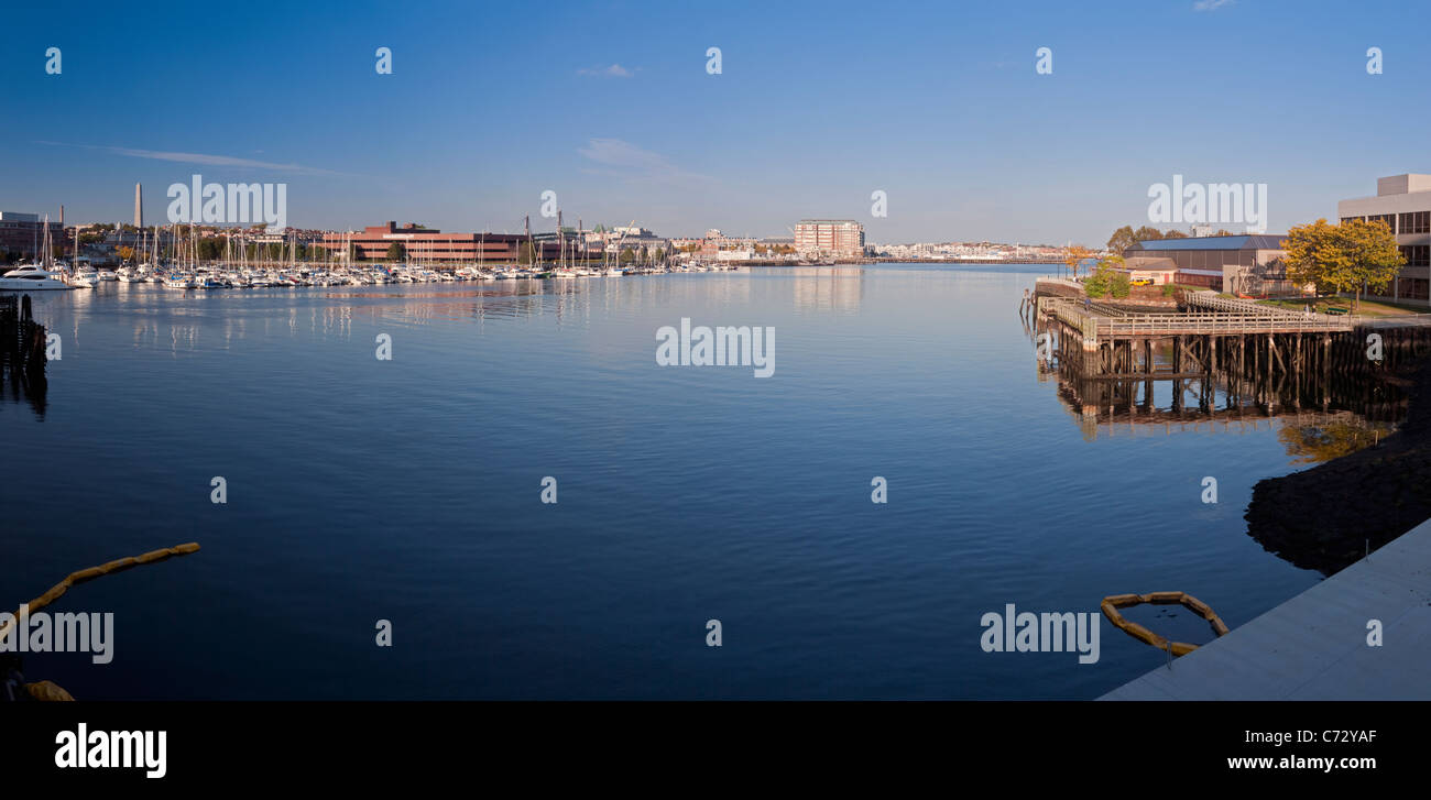 USA Massachusetts Boston Charlestown River and moorings Stock Photo