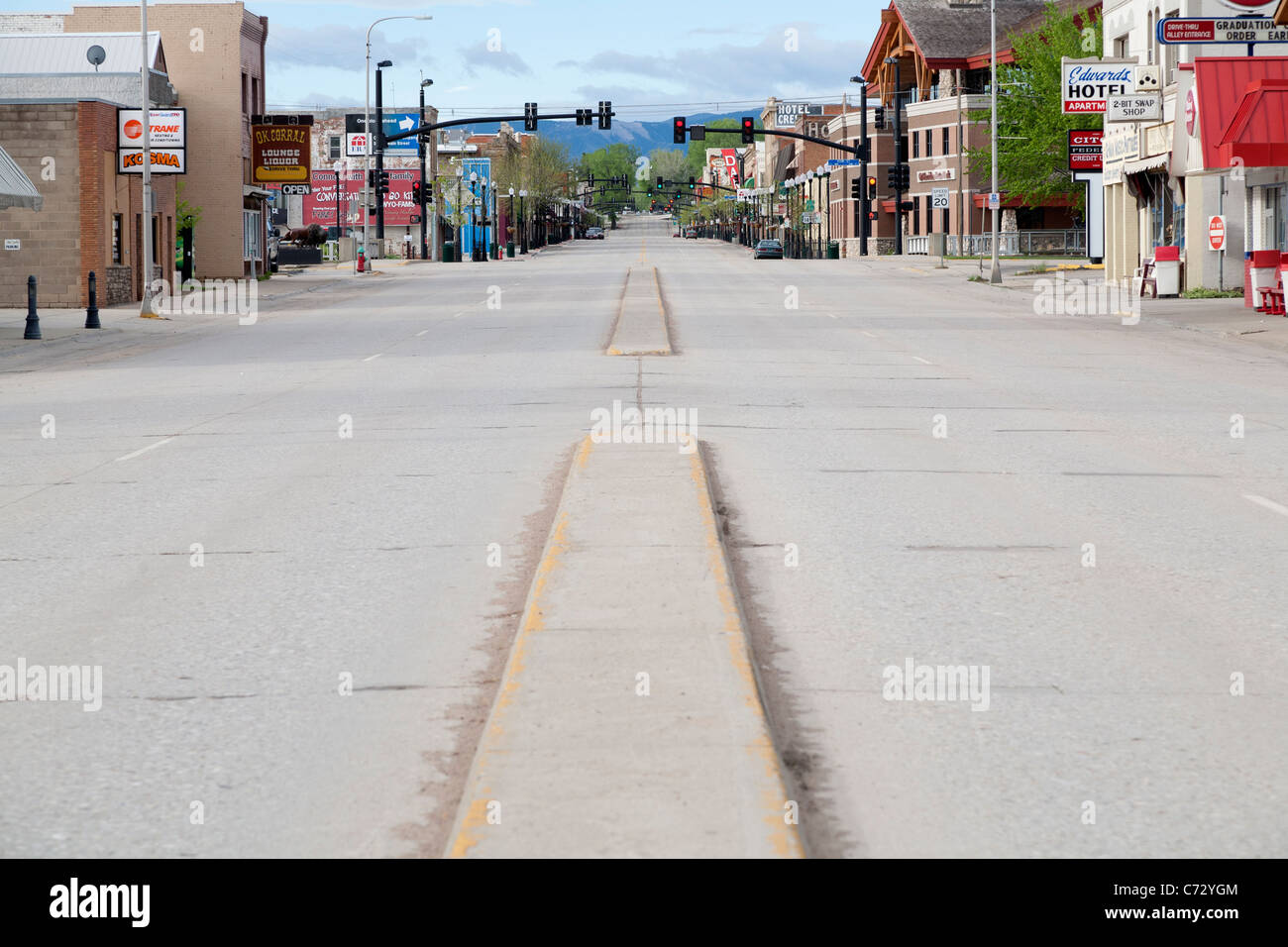 Deserted main street, one-horse town, Wyoming USA Stock Photo