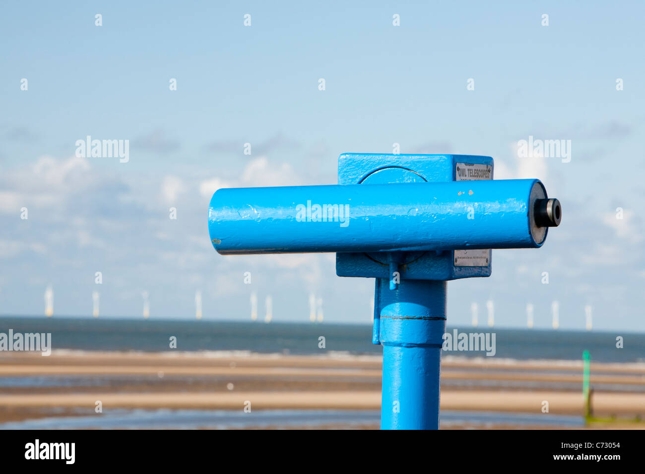 A telescope on the seafront at Rhyl in North Wales Stock Photo Alamy