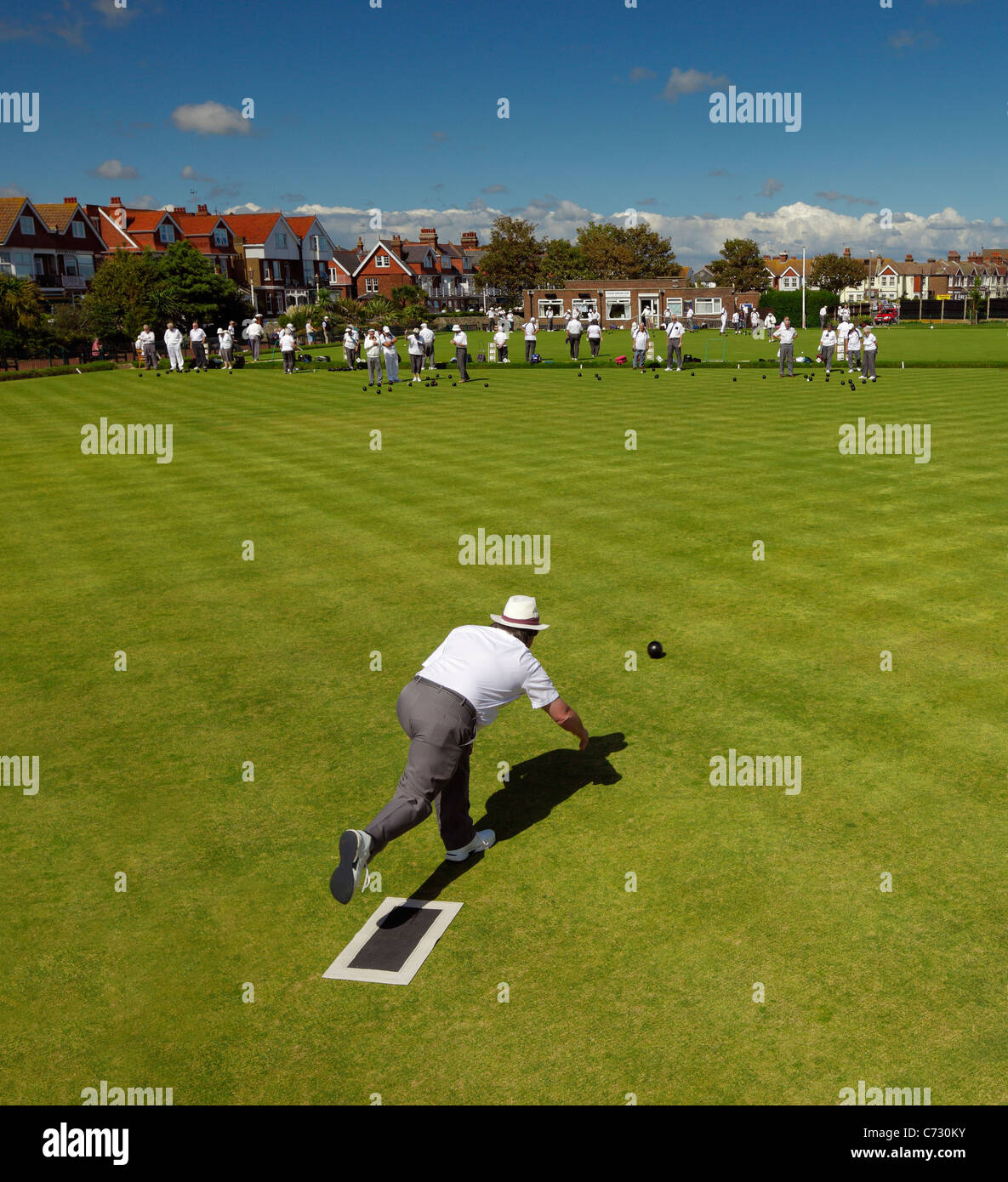 Eastbourne Parade Bowling club. Stock Photo