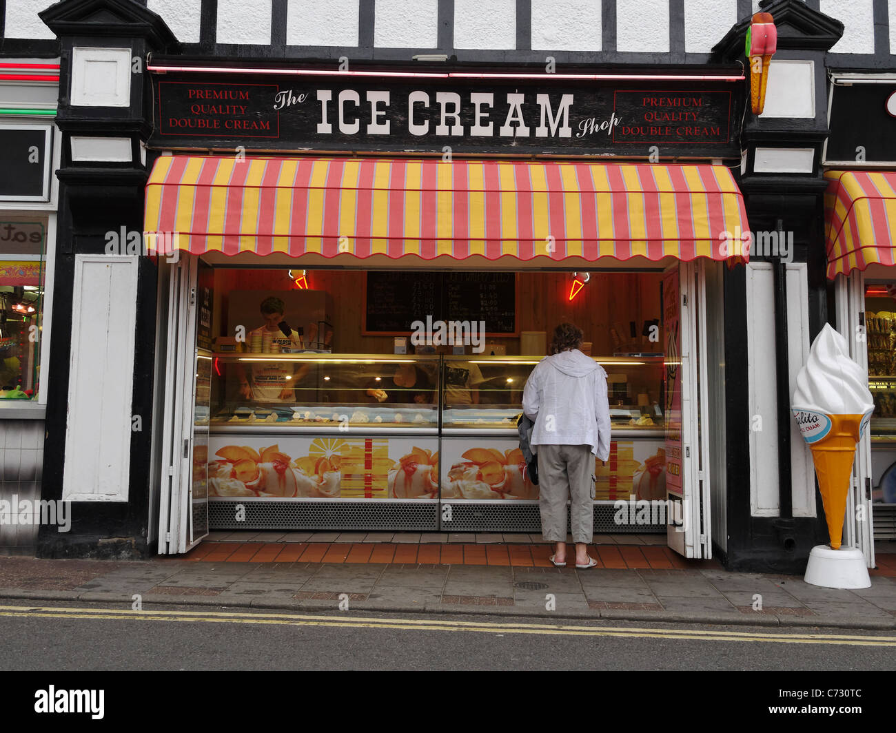 An ice cream shop at the seaside town of Sheringham, Norfolk, England