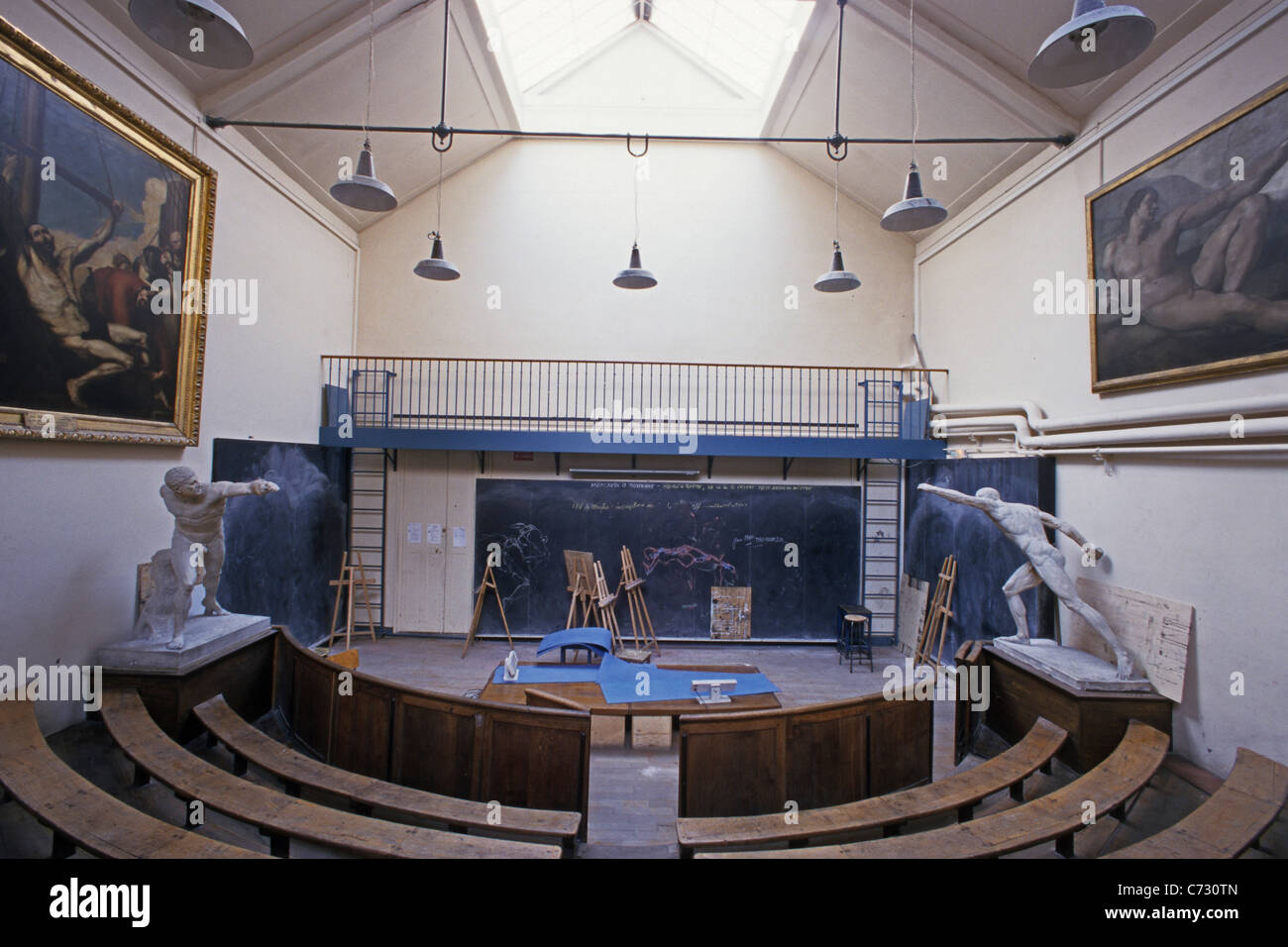 Ecole Nationale Superieure des Beaux Arts, deserted hall at Ensb-a, National School of Fine Arts, Paris, France, Europe Stock Photo