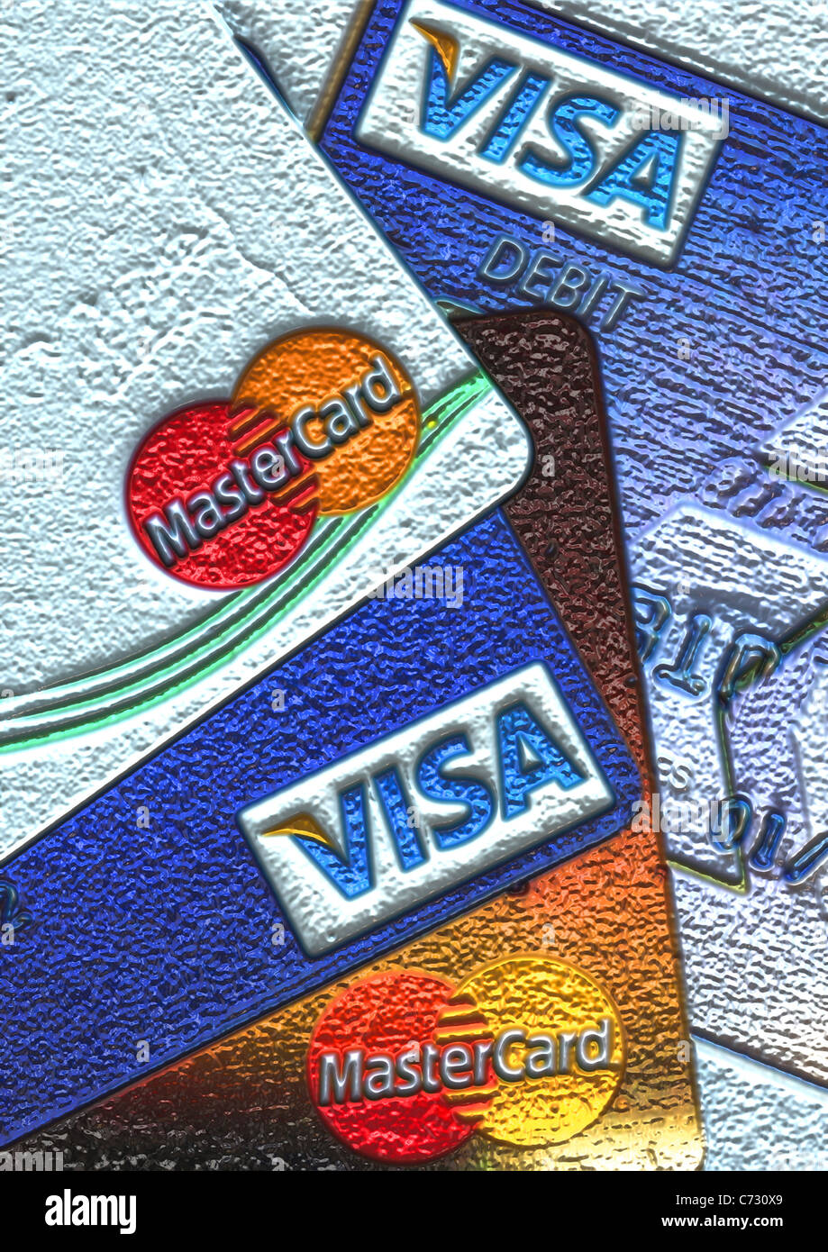 Embossed Credit and Debit cards Stock Photo Alamy