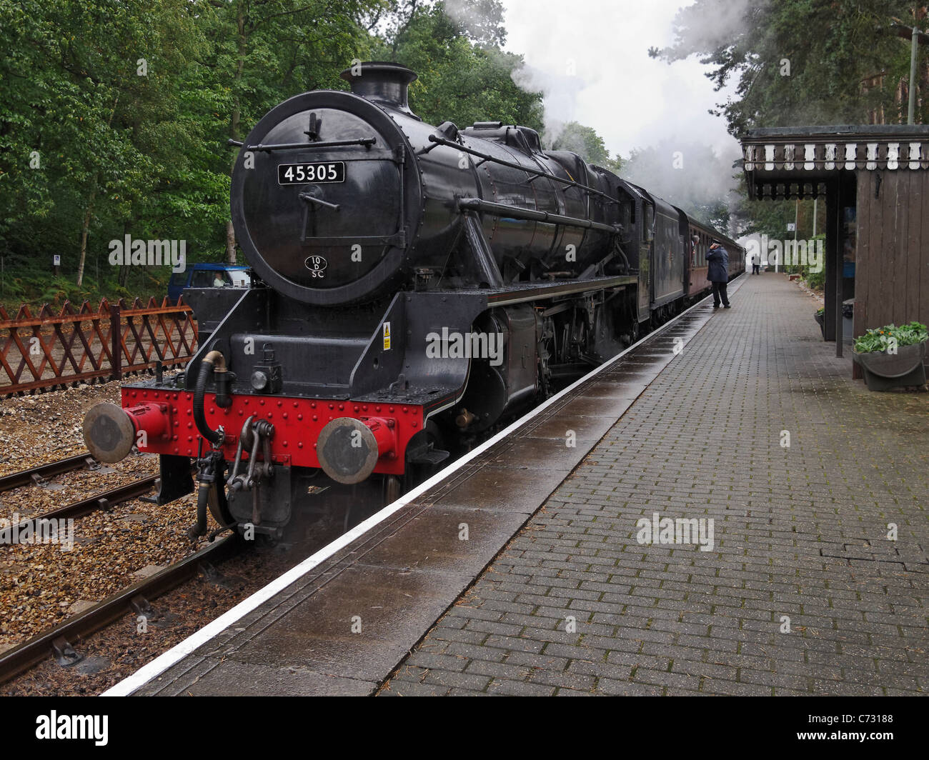 LMS Stanier Class 5 4-6-0 No. 45305 steam locomotive. Holt, Norfolk, England. Stock Photo