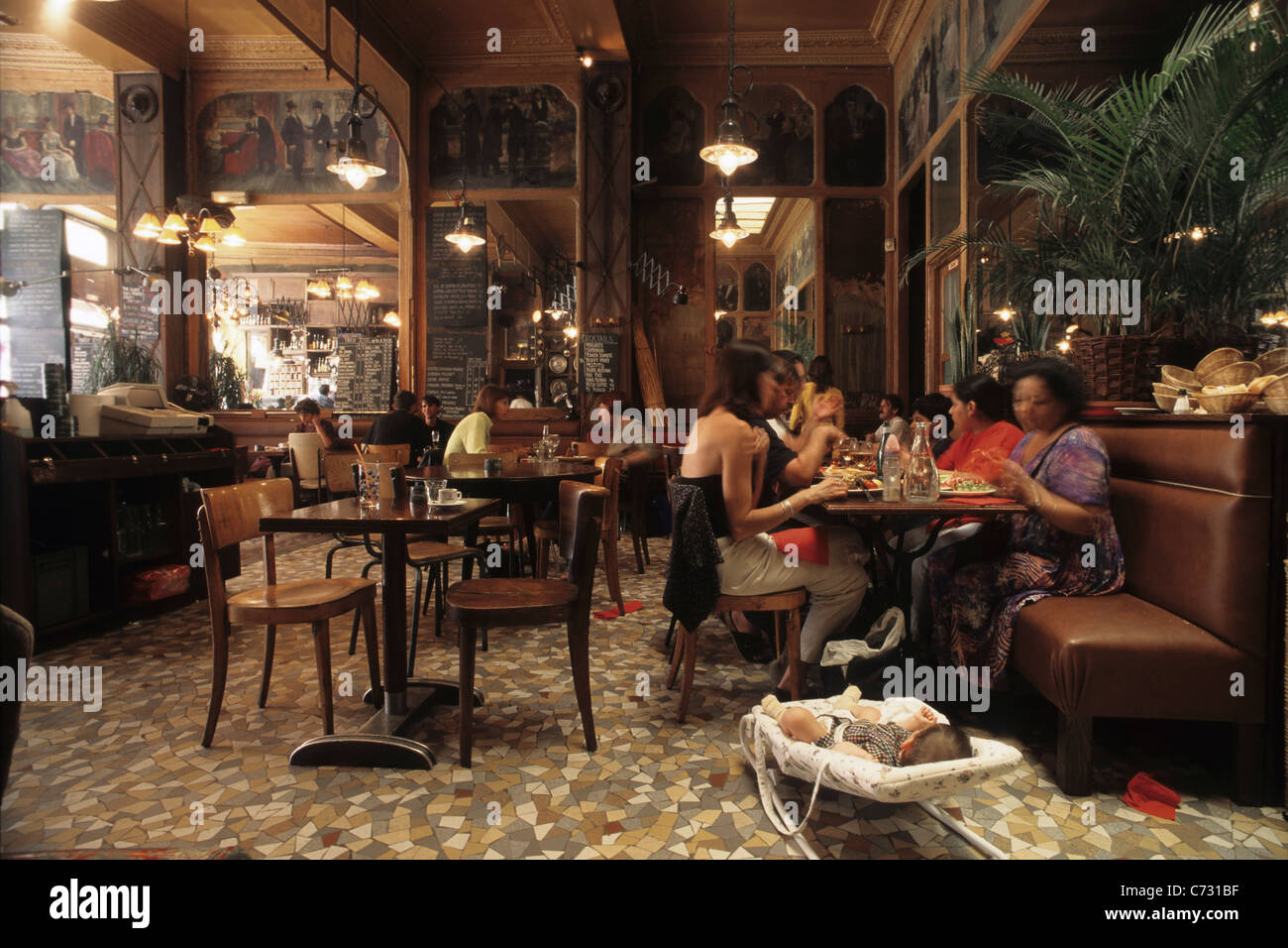 Cafe Charbon, Rue Oberkampf, Cafe in a former dance hall, 11e Arrondissement, Paris, France Stock Photo