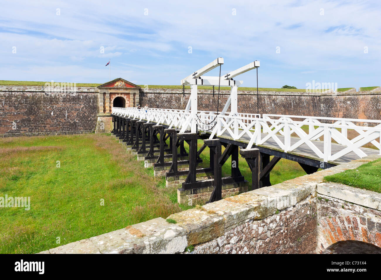Bridge to the entrance of the 18thC Fort George, near Inverness, built after the Jacobite rising of 1745, Highland, Scotland, UK Stock Photo