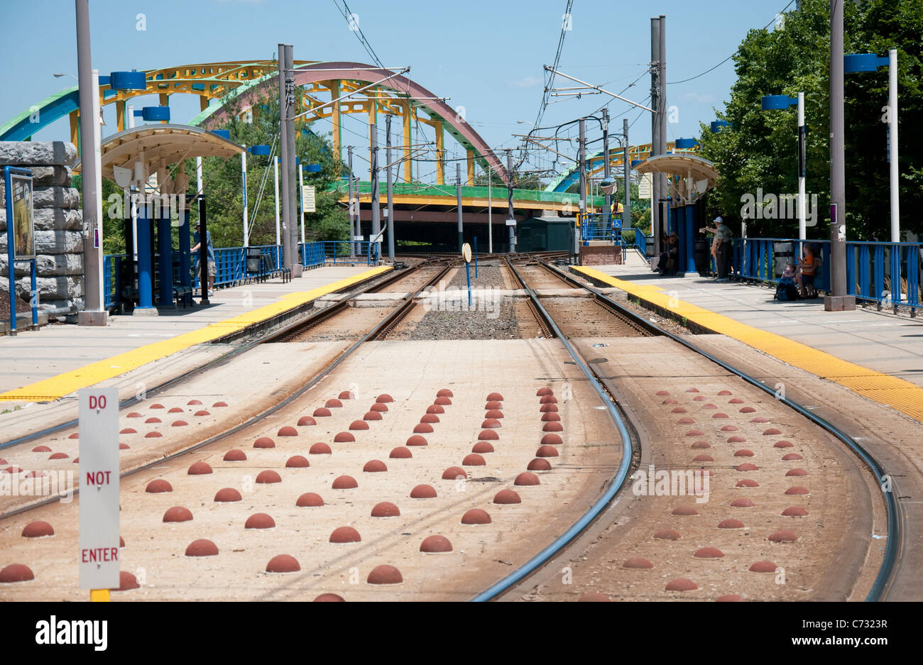 Mt Royal Avenue Light Rail Station in Baltimore, Maryland USA Stock