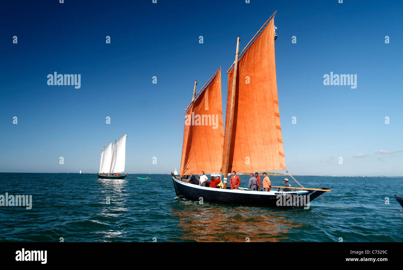 Les Trois Frères : sinago (Vannes, France), Week of the gulf of Morbihan (Brittany, France). Stock Photo