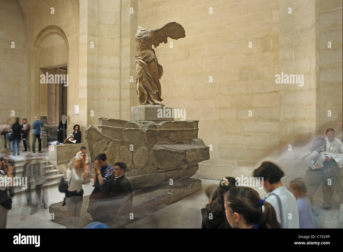 Winged victory of Samothrace, marble sculpture of a Greek Goddess, Louvre Museum, Paris, France Stock Photo