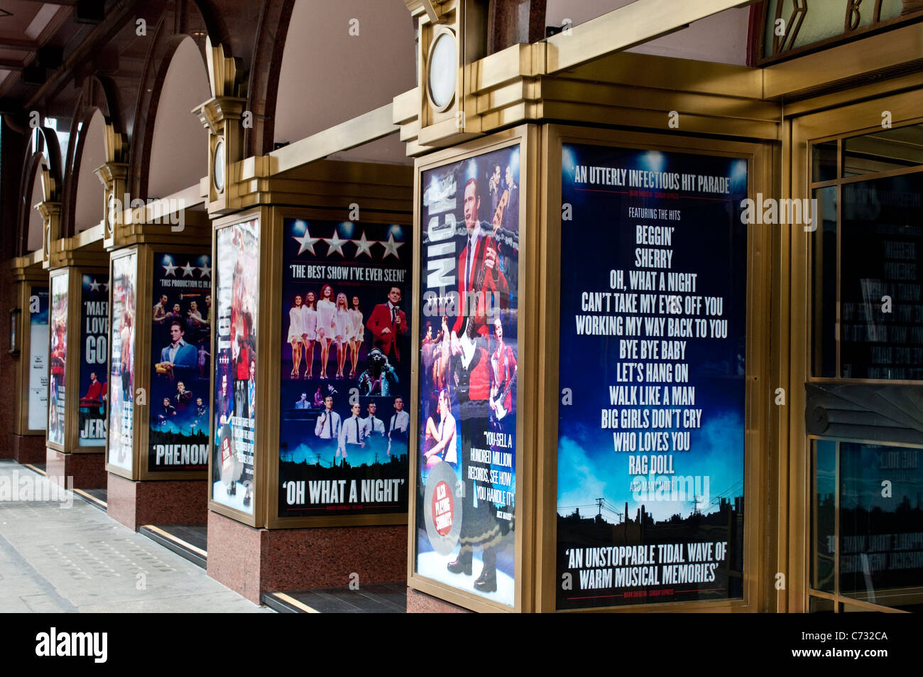 Prince Edward Theatre On Old Compton Street Showing Jersey Boys Stock Photo Alamy