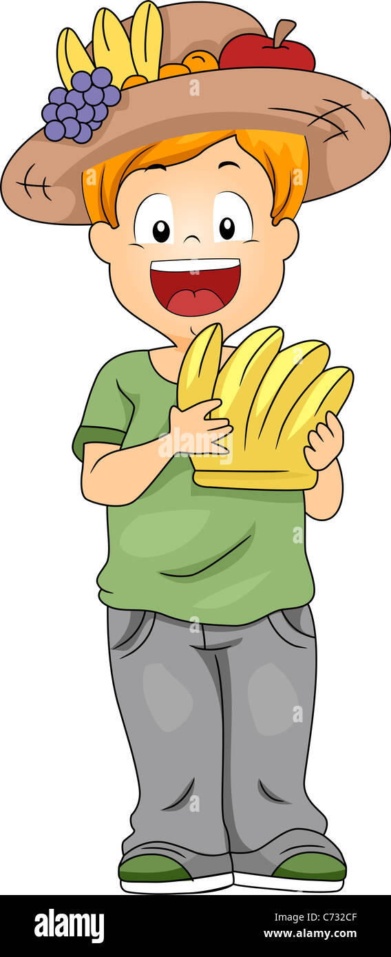 Illustration of a Kid Holding Bananas Stock Photo Alamy