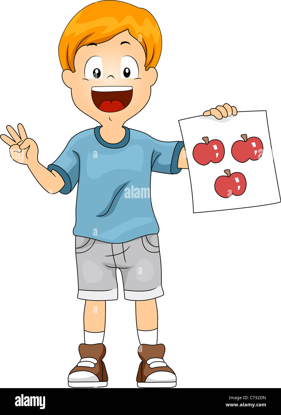 Illustration of a Kid Holding a Flashcard Stock Photo Alamy