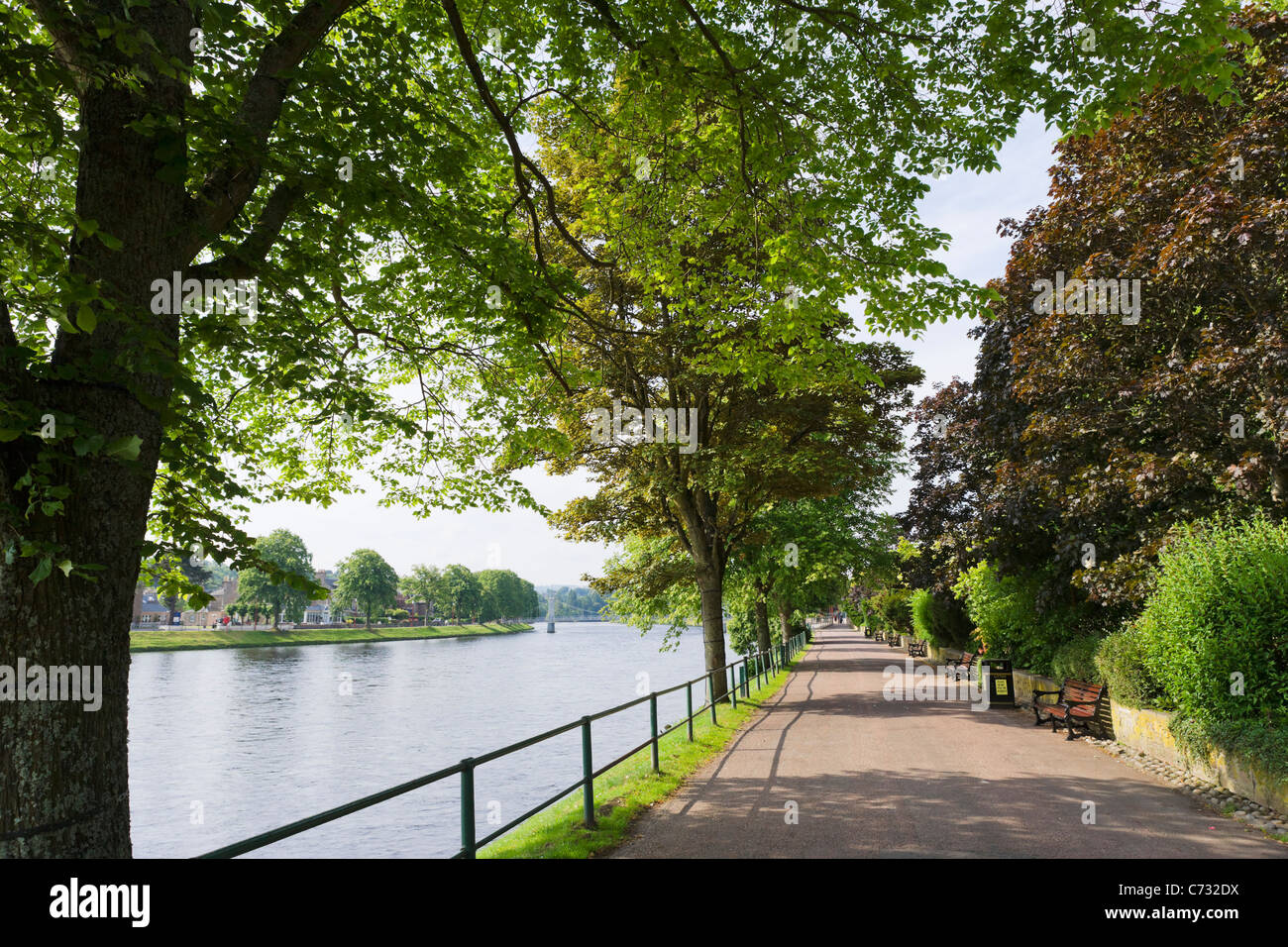 Path along the banks of the River Ness, Inverness, Highland, Scotland, UK Stock Photo
