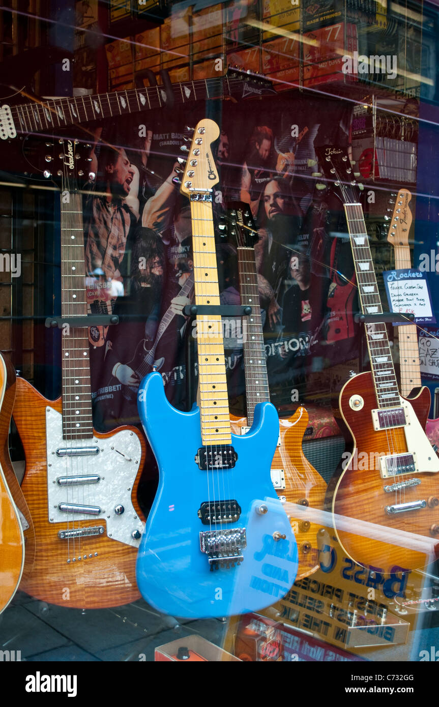 Guitar shop in Denmark Street, London, UK Stock Photo