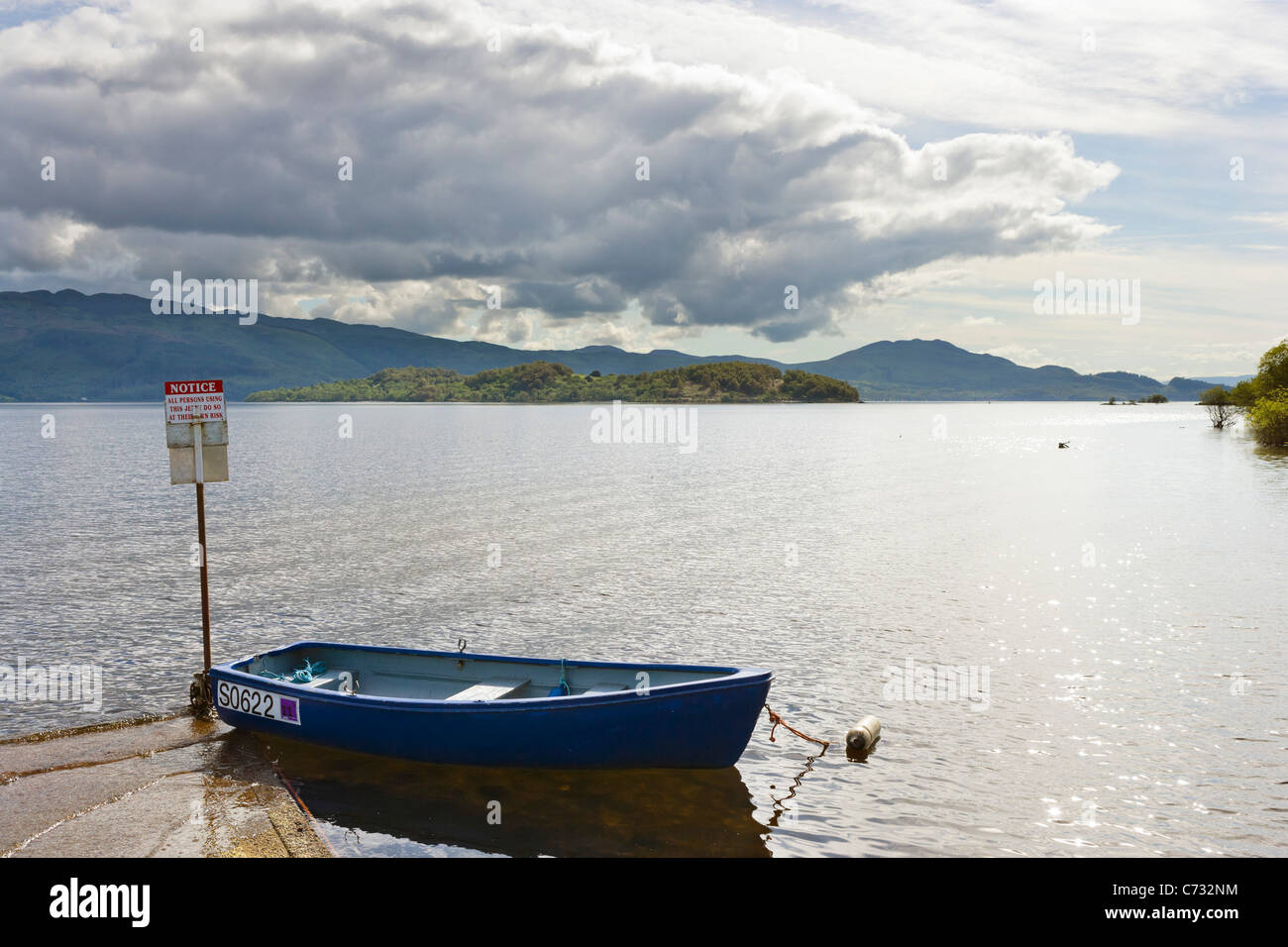 View over the loch from Luss on the west bank of Loch Lomond, Argyll