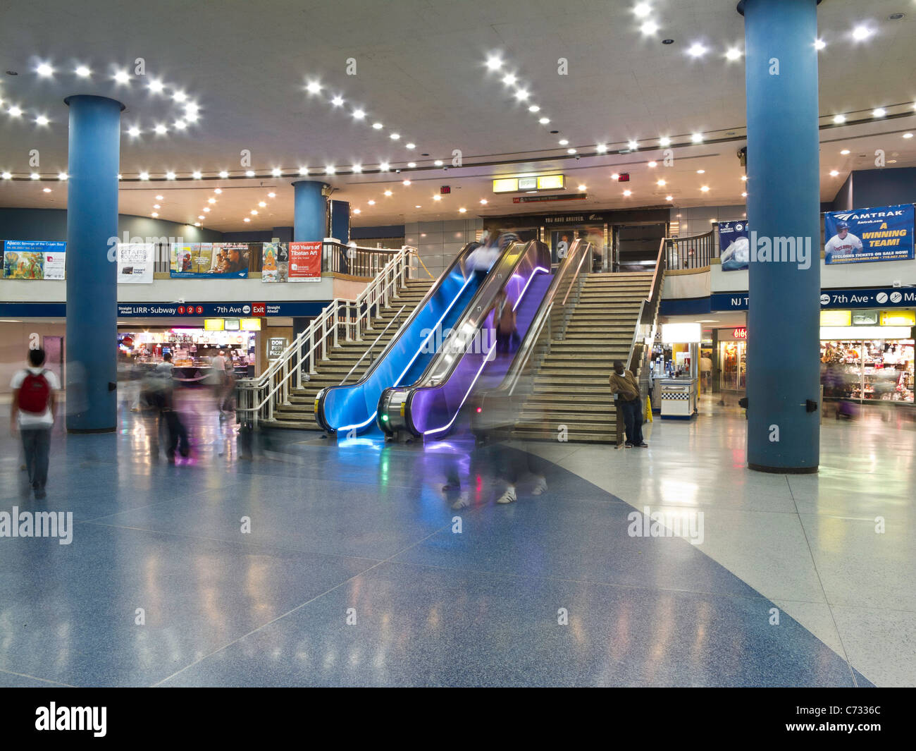 Information Lobby, Amtrak and NJ Transit Entryway Pennsylvania Station, NYC Stock Photo