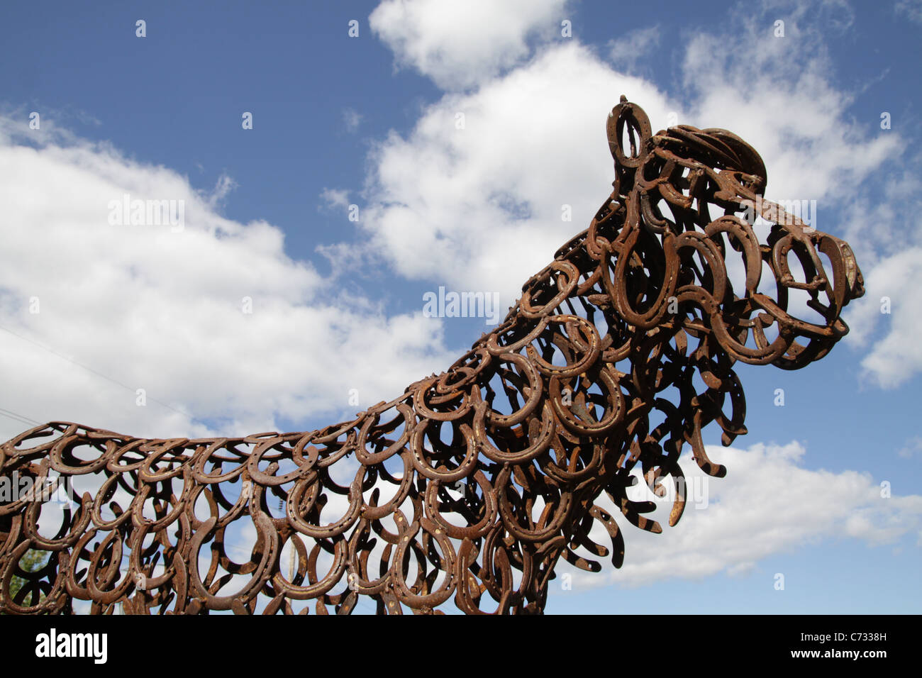 A sculpture of a horse, made out of horseshoes Stock Photo Alamy