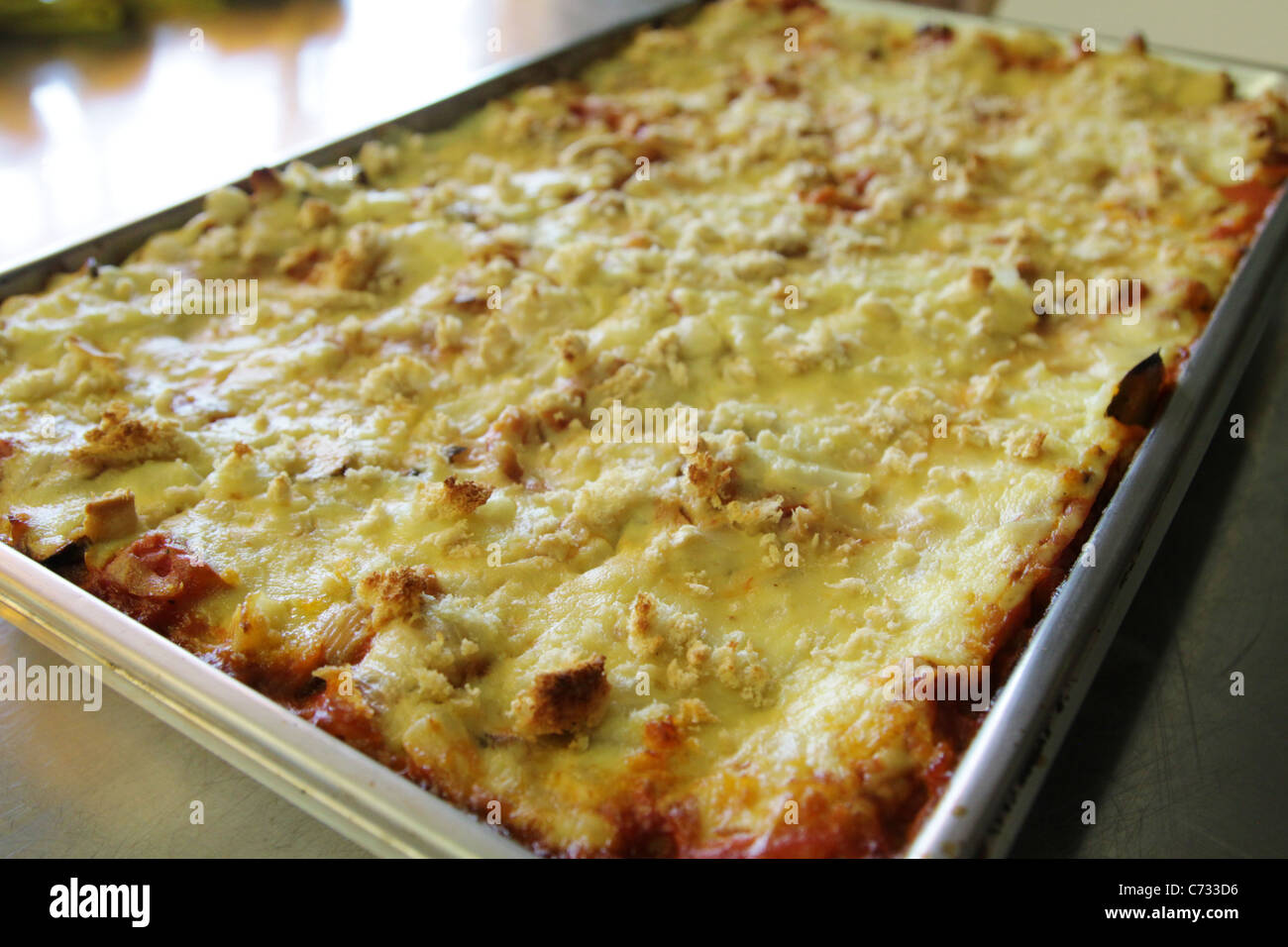 A large pan of lasagna Stock Photo - Alamy
