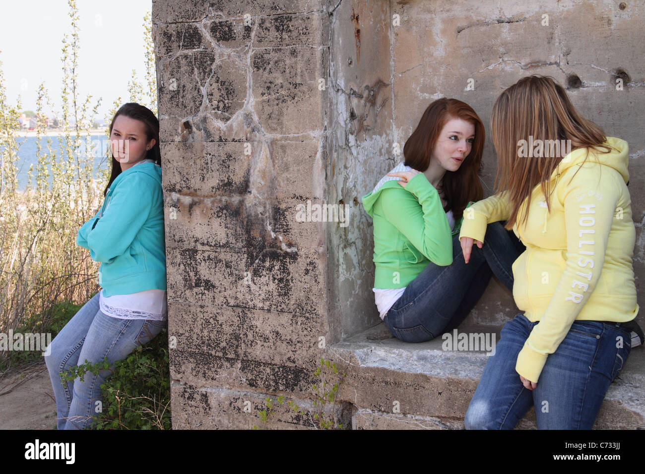 teenage girls bullying between friends Stock Photo - Alamy