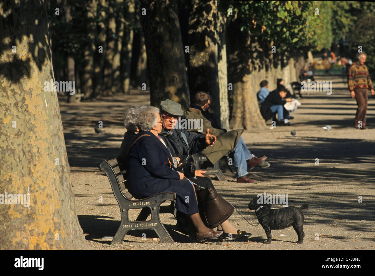 Elderly people sitting on bench hi-res stock photography and images - Alamy