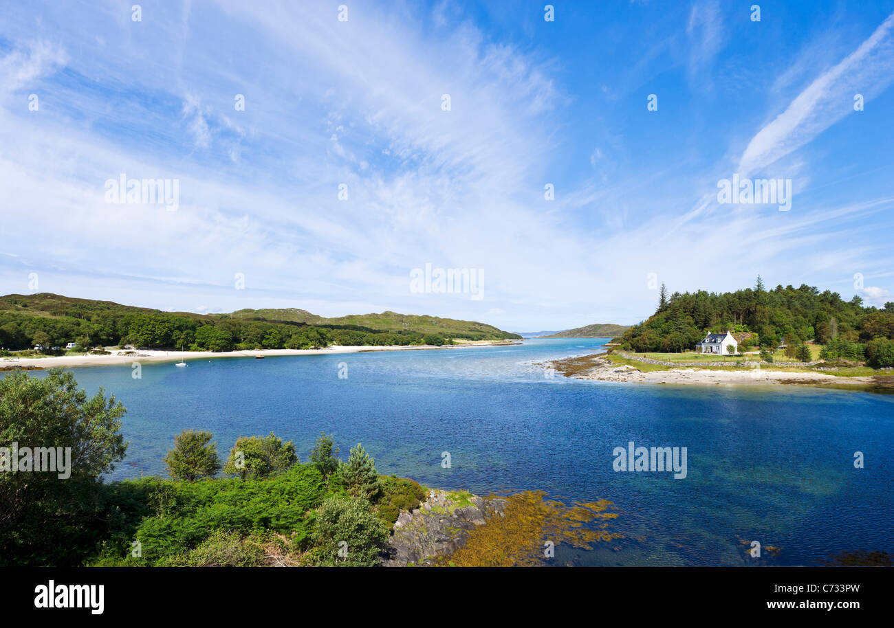 View from the bridge over the River Morar on the A830 'Road to the Isles' near to Mallaig, Scottish Highlands, Scotland Stock Photo