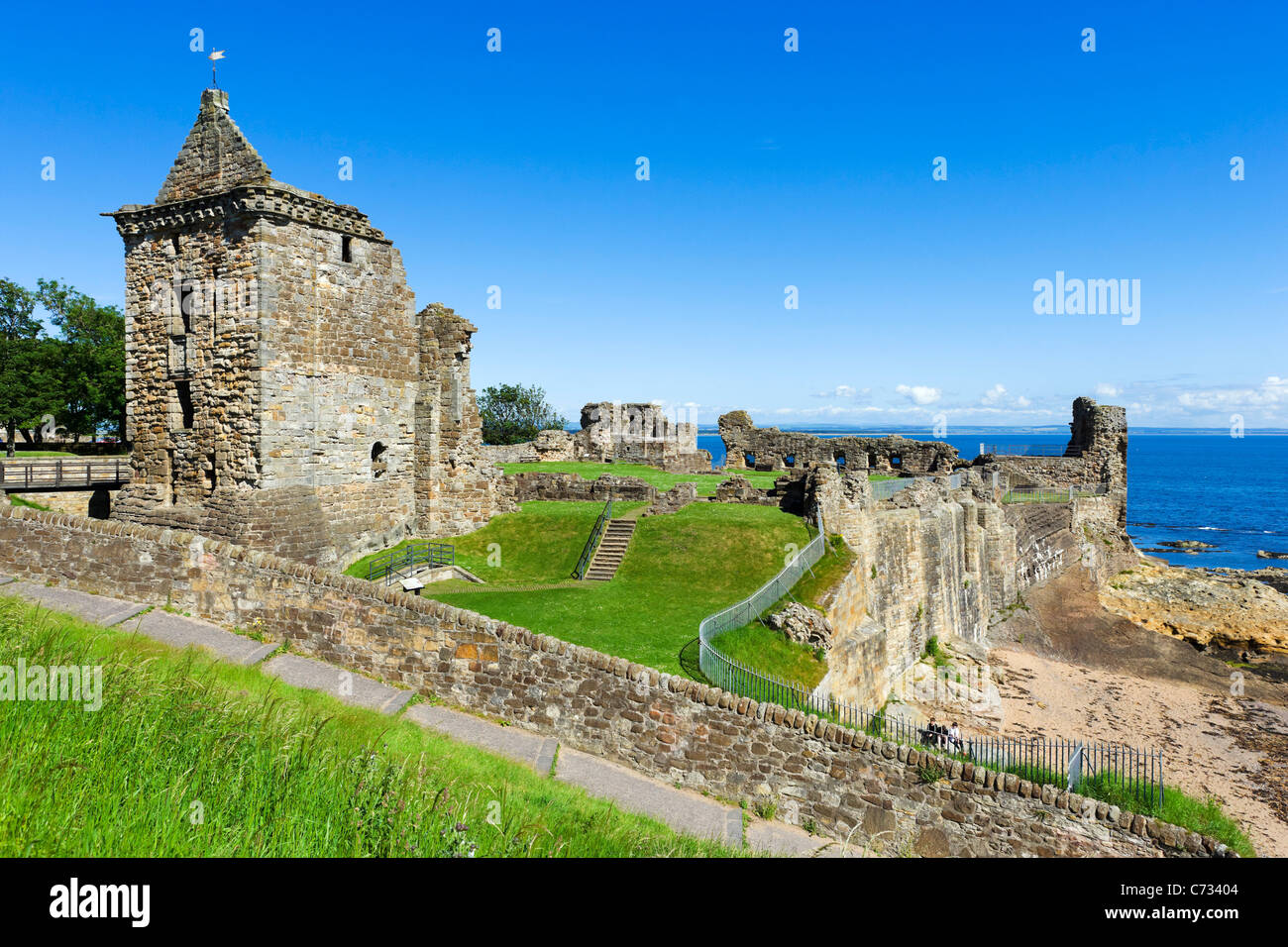 Ruins of St Andrews Castle, St Andrews, Fife, Central Scotland, UK. Scottish castles. Stock Photo