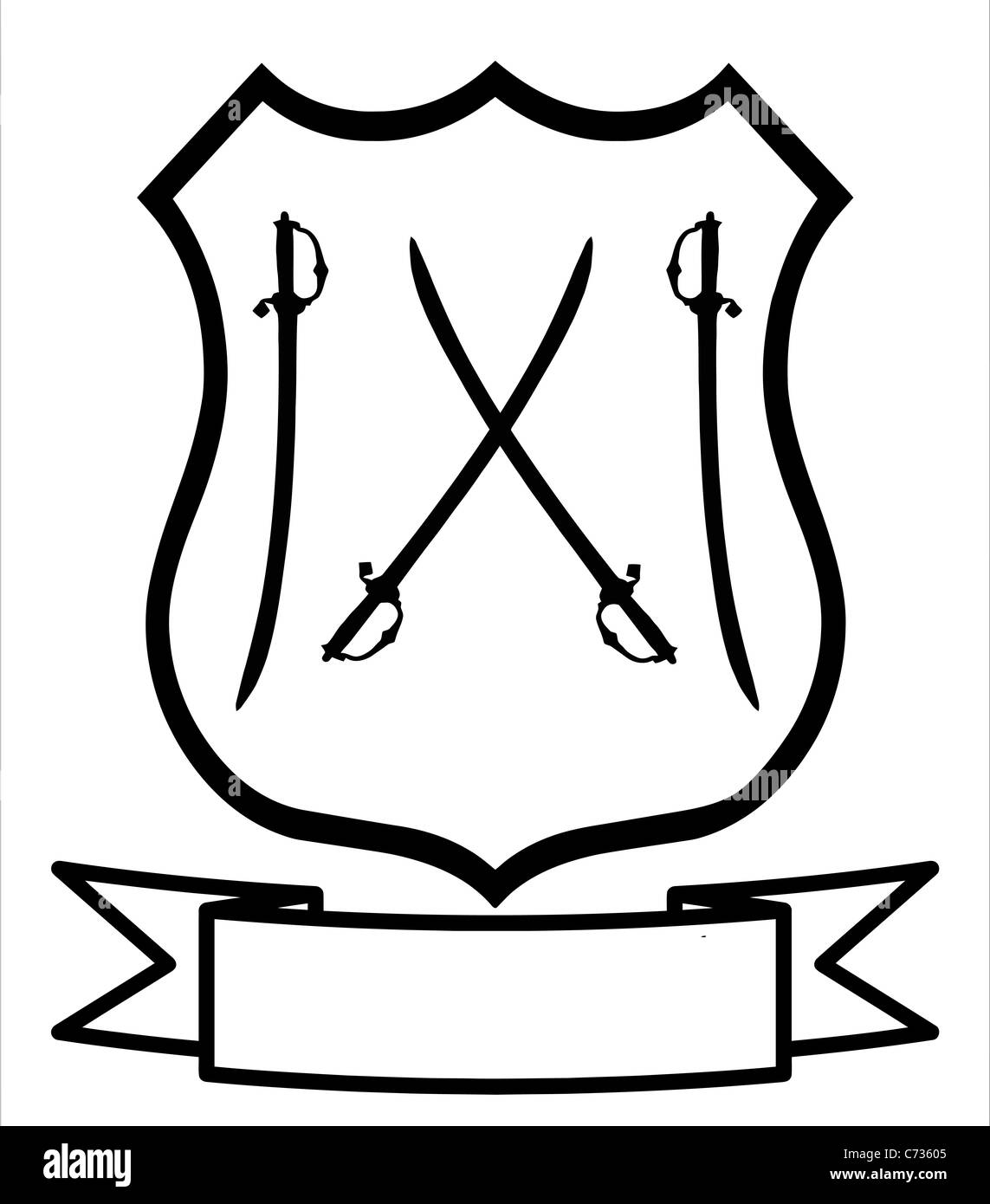 Sword Fencing Sport Emblem Badge Shield Logo Insignia Coat of Arms