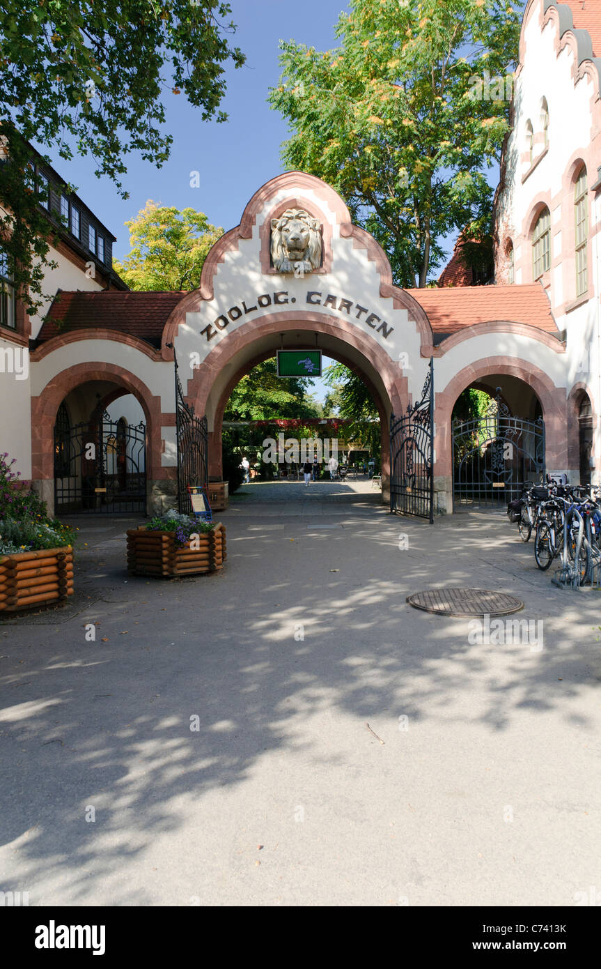 Main entrance, Zoological Garden, Leipzig, Saxony, Germany, Europe Stock Photo