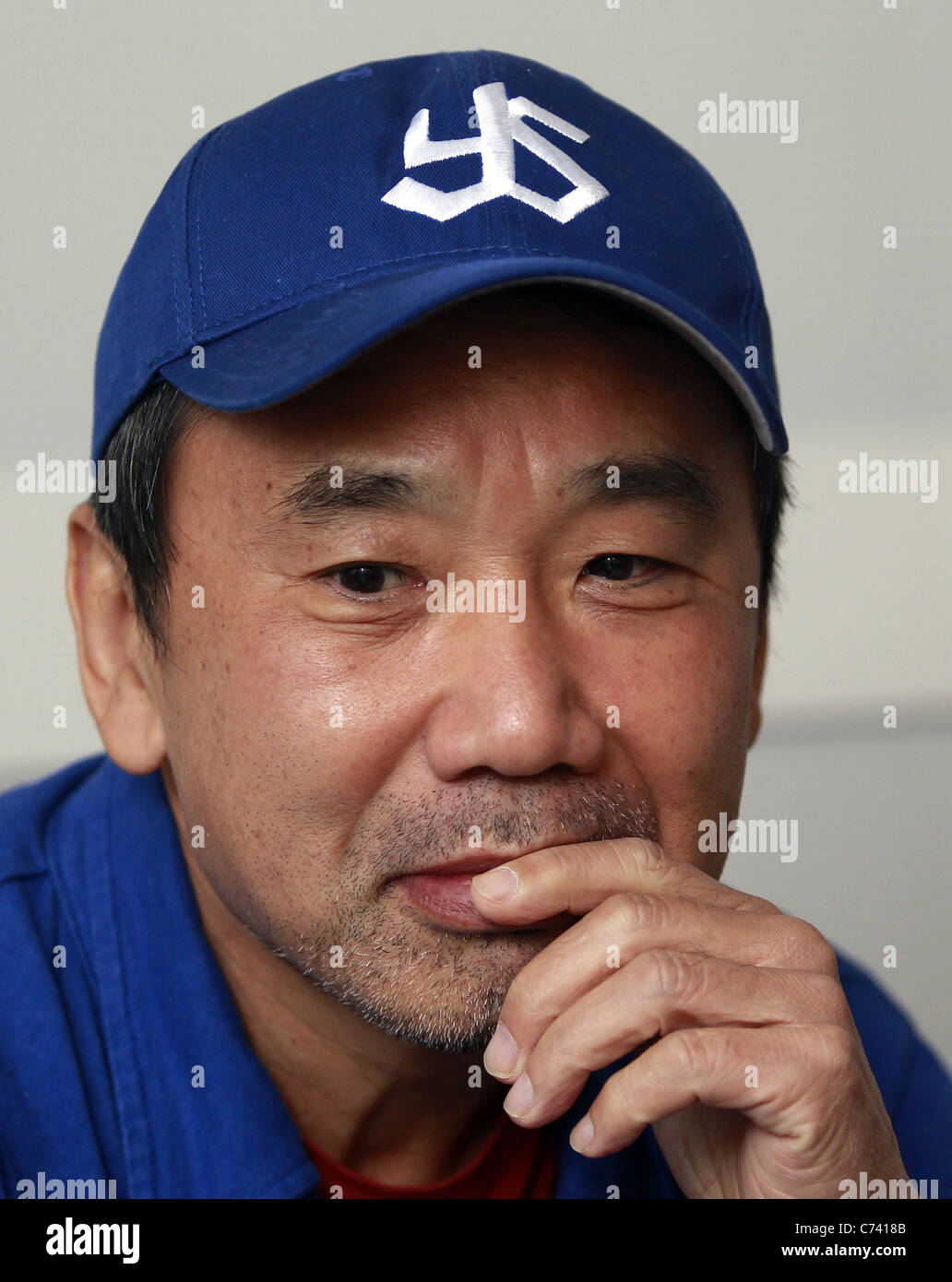 The Japanese writer Haruki Murakami during an interview Stock Photo - Alamy