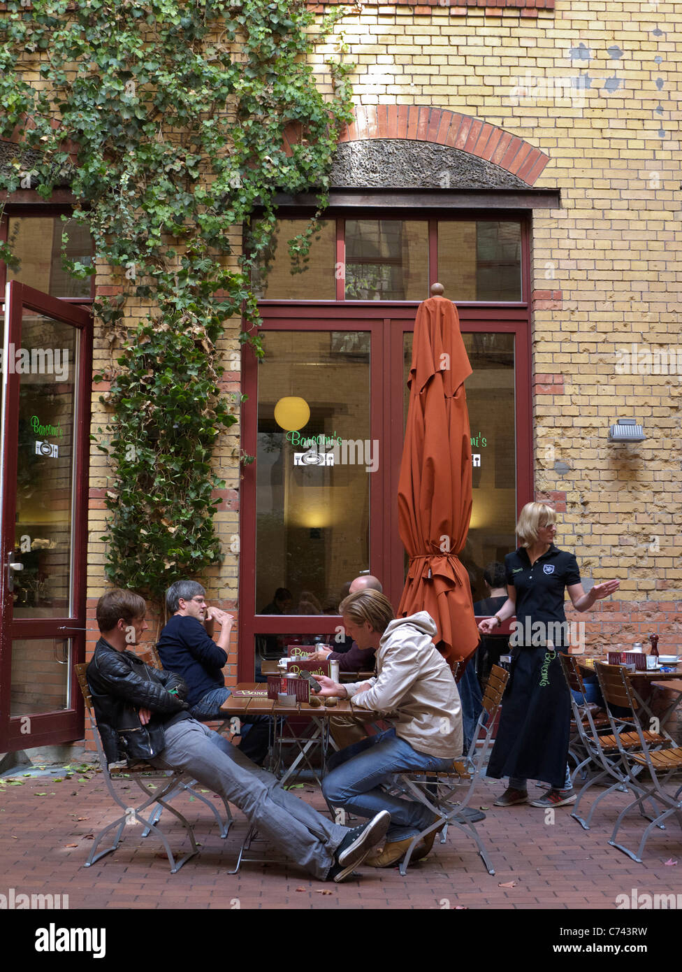 Barcomis cafe in Sophie-Gips courtyard in Mitte district of Berlin in Germany Stock Photo