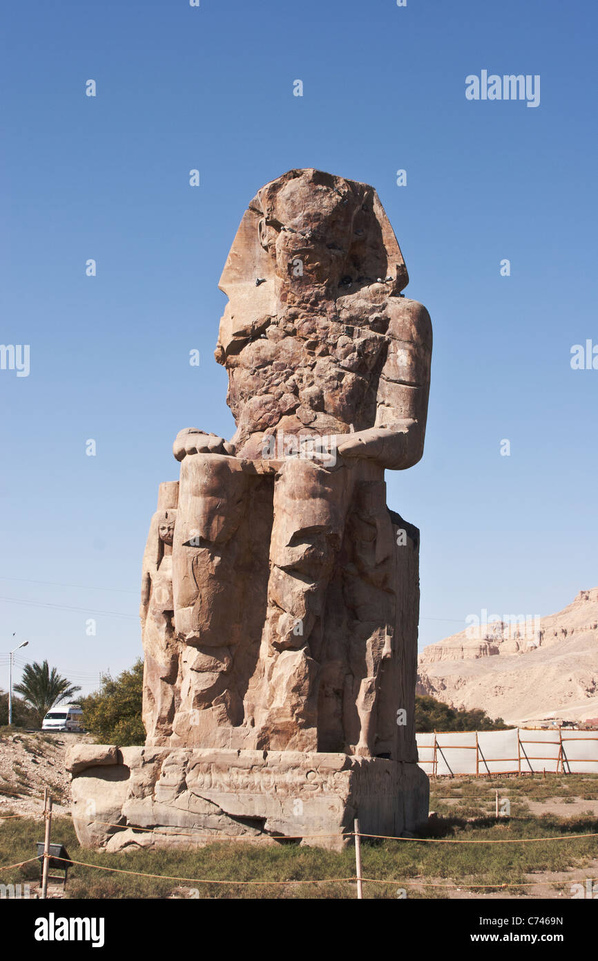 Amenhotep III statue, Colossi of Memnon, Luxor, Egypt. Stock Photo