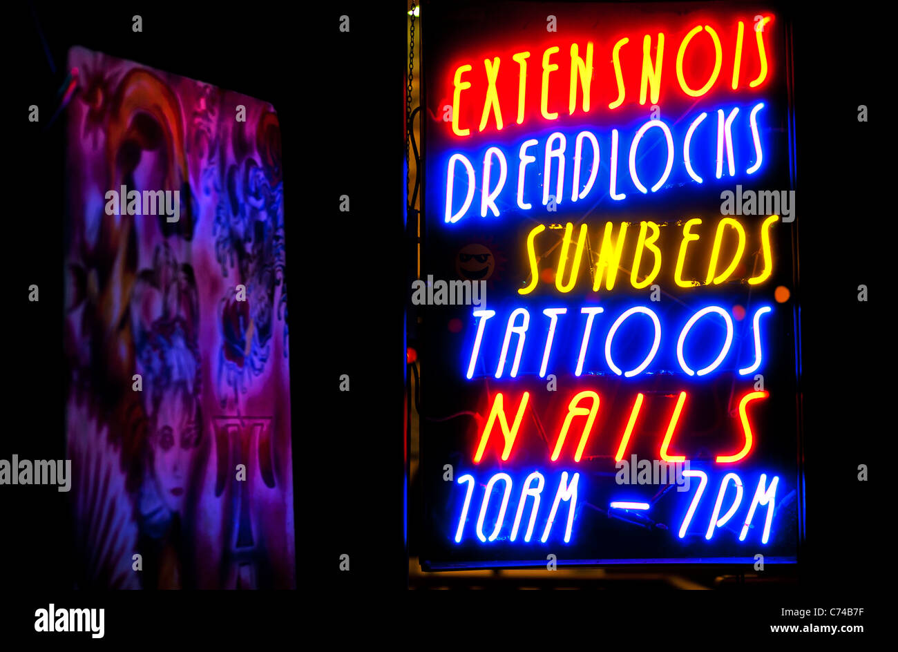 Neon lights, Camden Town, London, England, UK, Europe Stock Photo