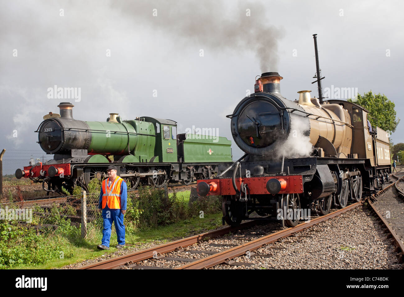 two steam trains Stock Photo