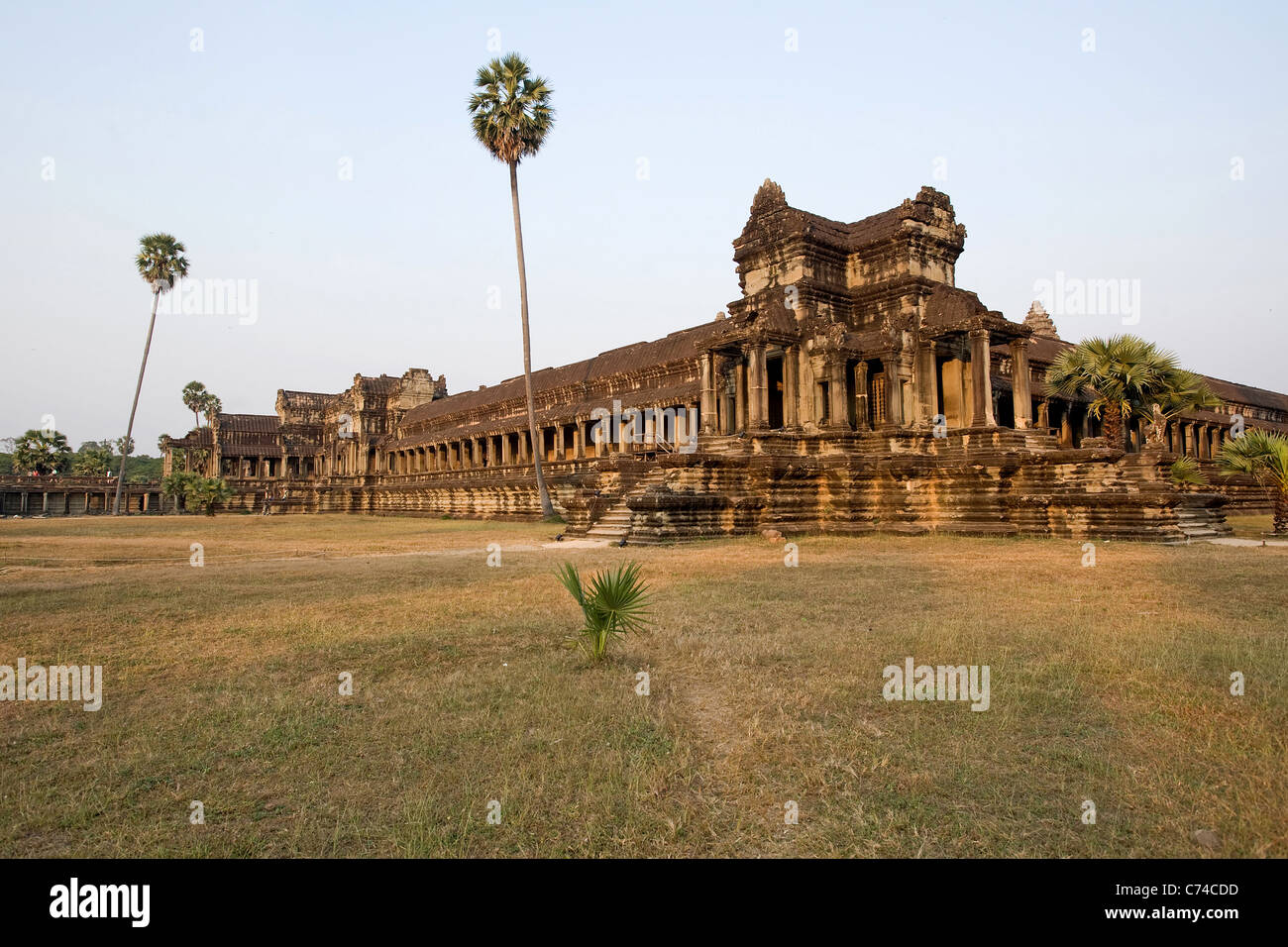 A corner pavilion and the third gallery of Angkor Wat Angkor Cambodia Stock Photo