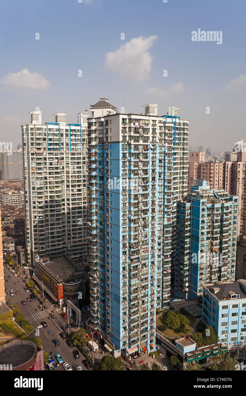 Apartment buildings in Central Shanghai, Shanghai, China Stock Photo