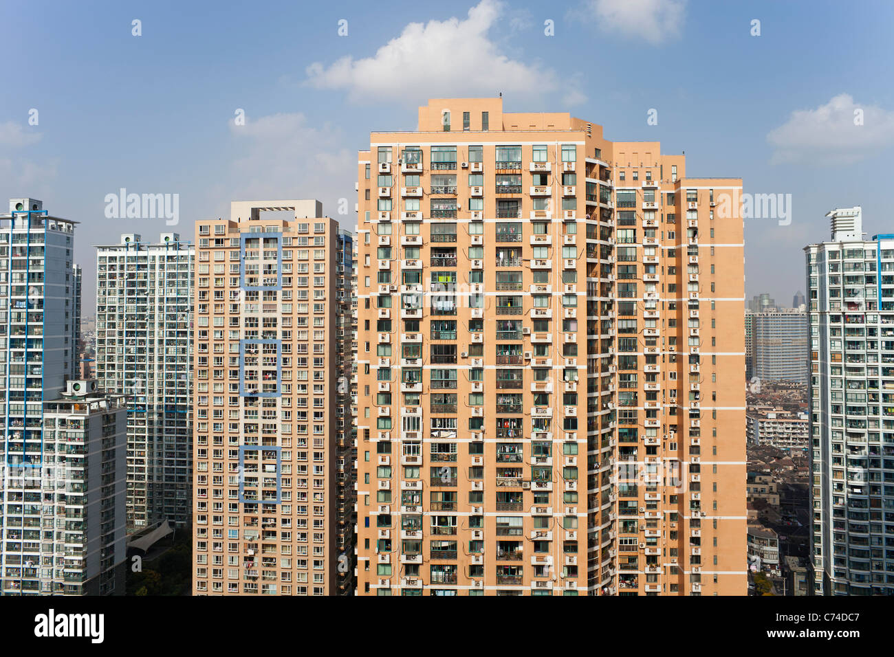 Apartment buildings in Central Shanghai, Shanghai, China Stock Photo