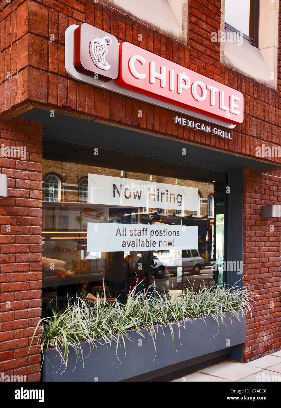 New Chipotle Mexican Restaurant recruiting, Baker Street, London, England, UK, Europe Stock Photo