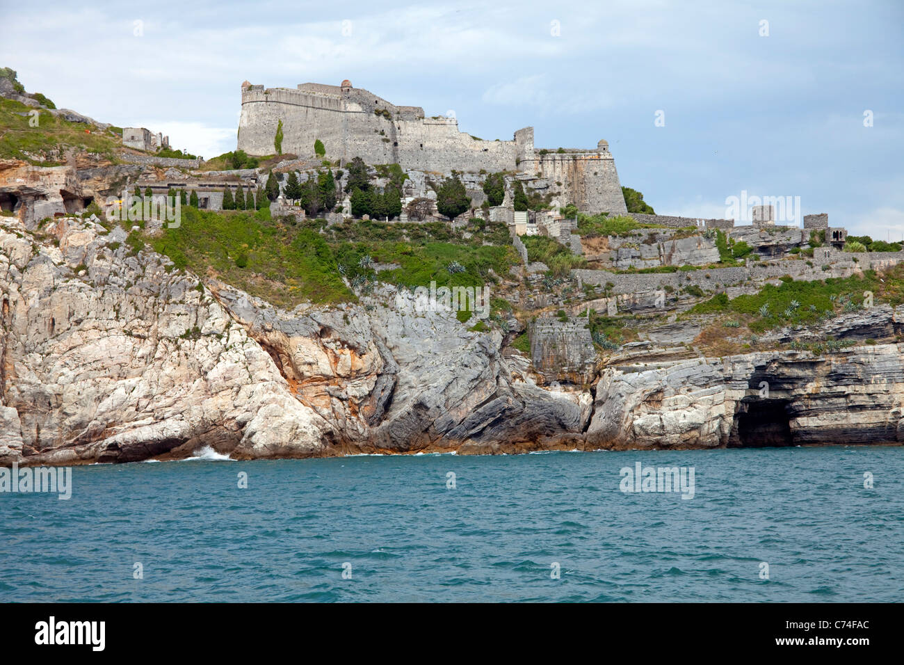 Castello Doria, fortress at fishing village Porto Venere, province La Spezia, Liguria di Levante, Italy, Mediterranean sea, Europe Stock Photo