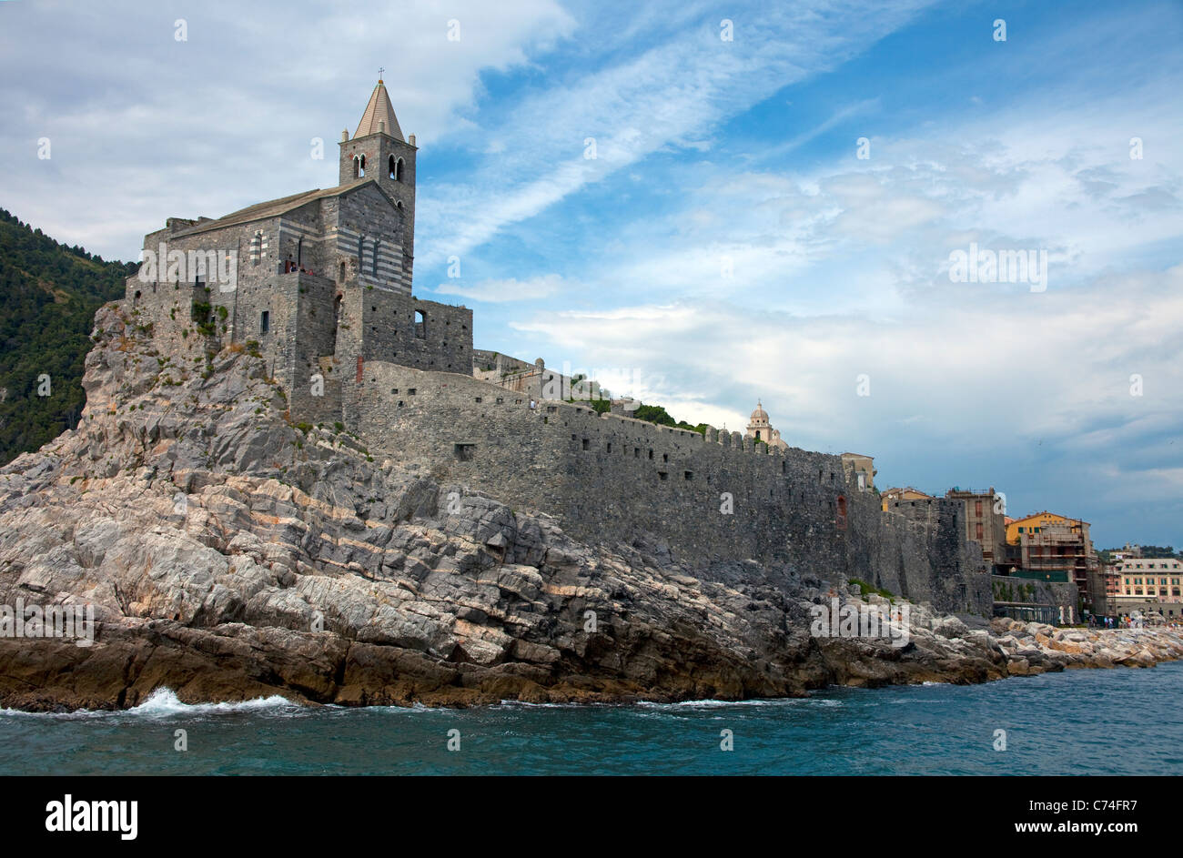 San Pietro church on a rock, fishing village Porto Venere, province La