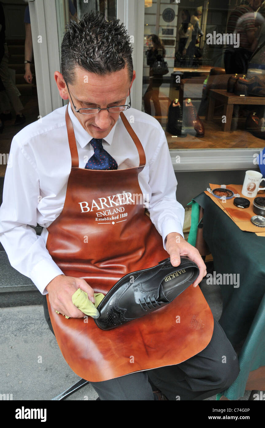 Barker shoes cobbler shoe Jermyn Street Festival The Art of Being British  St James's At Your  English clothes Stock Photo - Alamy