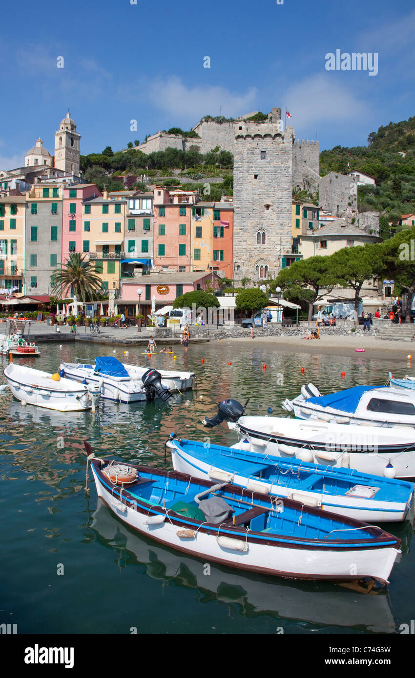 Harbour and colourful row of houses, fishing village Porto Venere
