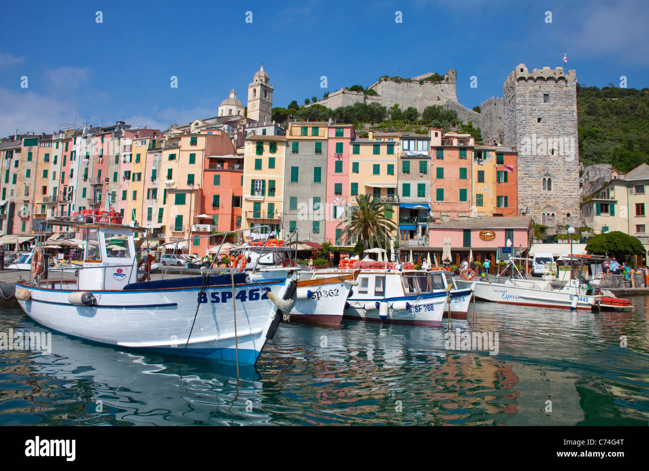 Harbour and colourful row of houses, fishing village Porto Venere