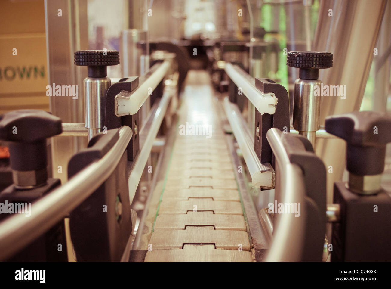 Beer brewery conveyor belt. Stock Photo
