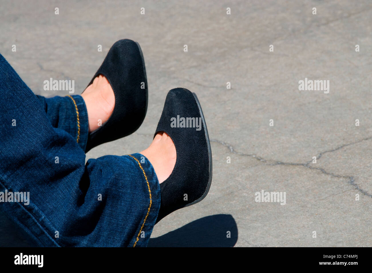 high heels in jeans