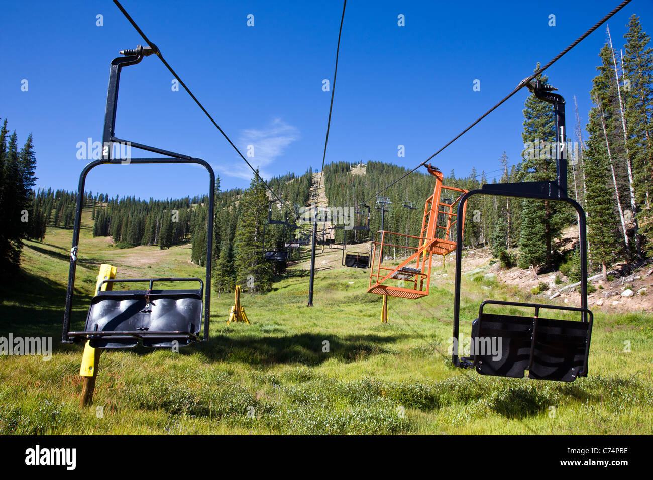 Summer view of Monarch Mountain ski area situated at 10,790' altitude in the Sawatch Range of the Rocky Mountains, Colorado, USA Stock Photo