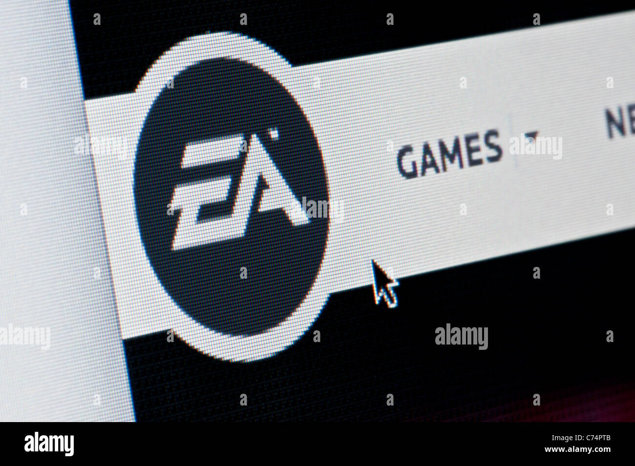 Close up of the Electronic Arts logo as seen on its website. (Editorial use only: print, TV, e-book and editorial website). Stock Photo