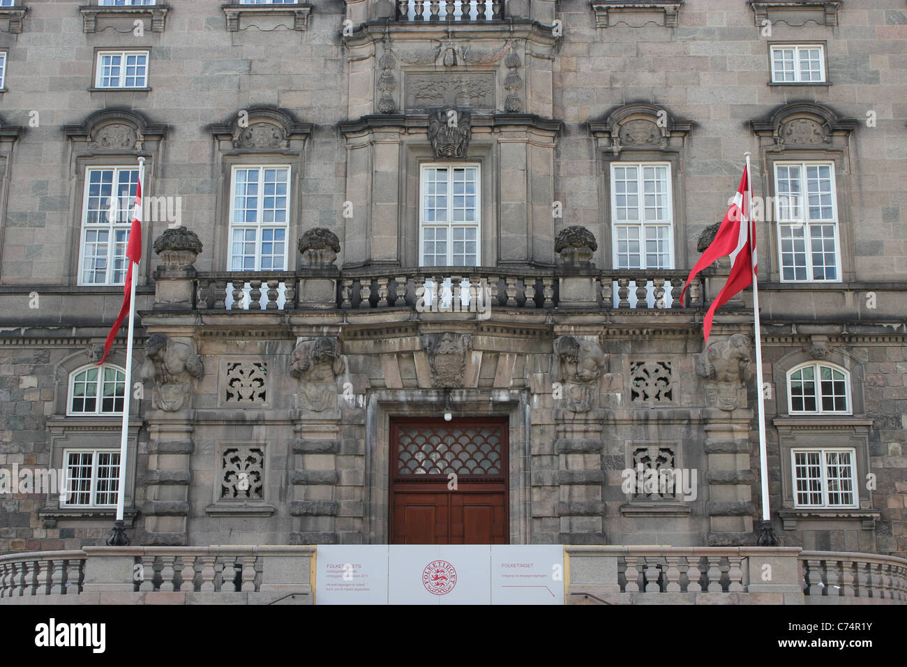 Entrance of Danish Parliament, Folketinget, in Christiansborg Palace, Copenhagen, Denmark Stock Photo