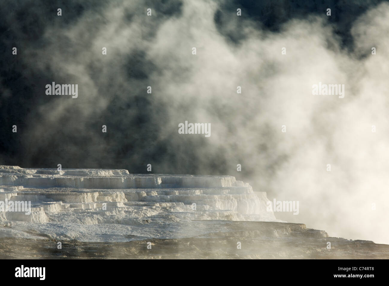 Canary Spring travertine terraces at Mammoth Hot Springs, Yellowstone National Park, Wyoming, USA Stock Photo